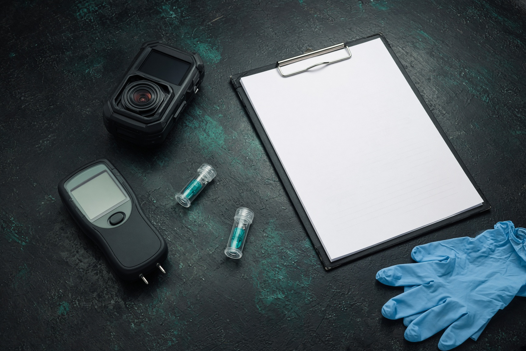 Field kit with moisture meter, infrared camera, and air sampling cassettes